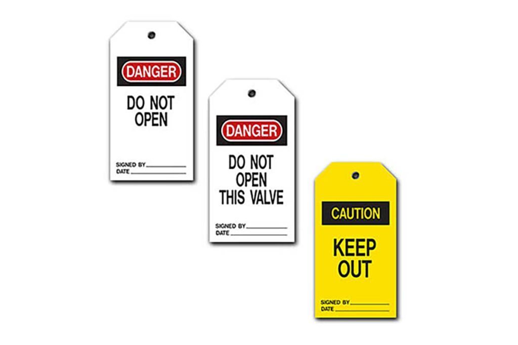 MSA accident prevention tags on equipment for lockout