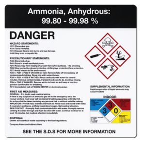 ammonia anhydrous ghs label from marking services