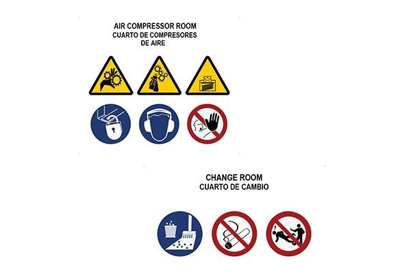 Marking Services Australia offers compartment boards to consolidate Hazard, Mandatory and Prohibition signage.