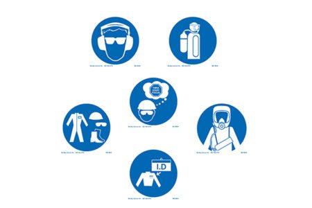 International safety mandatory pictograms from MSA depict special precautions needed in workplace