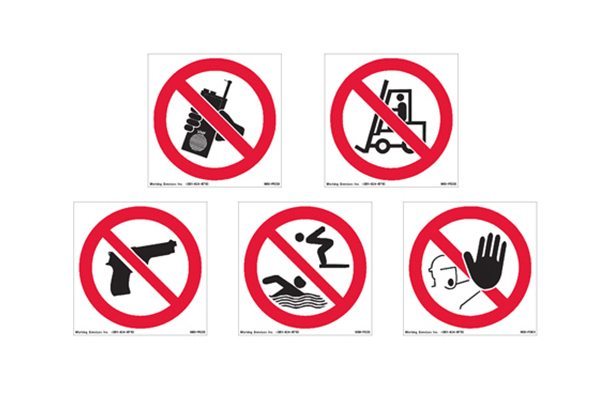 Marking Services Australia international safety prohibition pictograms advise of prohibited behavior