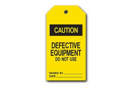MSA self-laminating accident prevention tags in yellow.